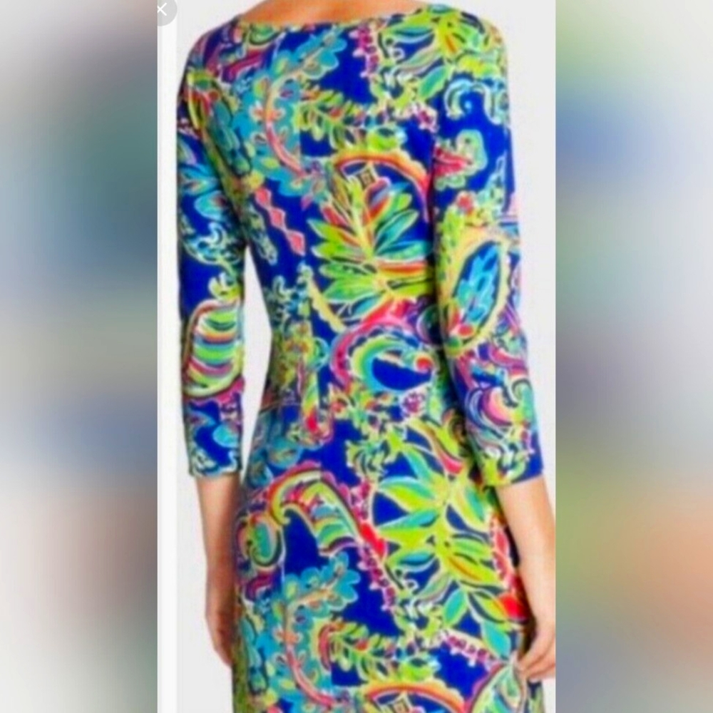 Lilly Pulitzer Marlowe Toucan Play Pink and Blue Long Sleeve Sheath Dress - Picture 2 of 10